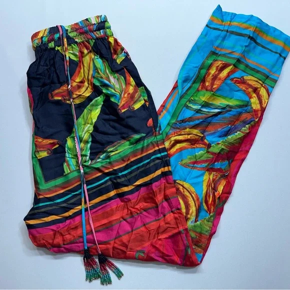 Farm Rio x Anthropologie Pants Womens Size XS Tropical Fruit Print Rayon Viscose - Picture 4 of 16